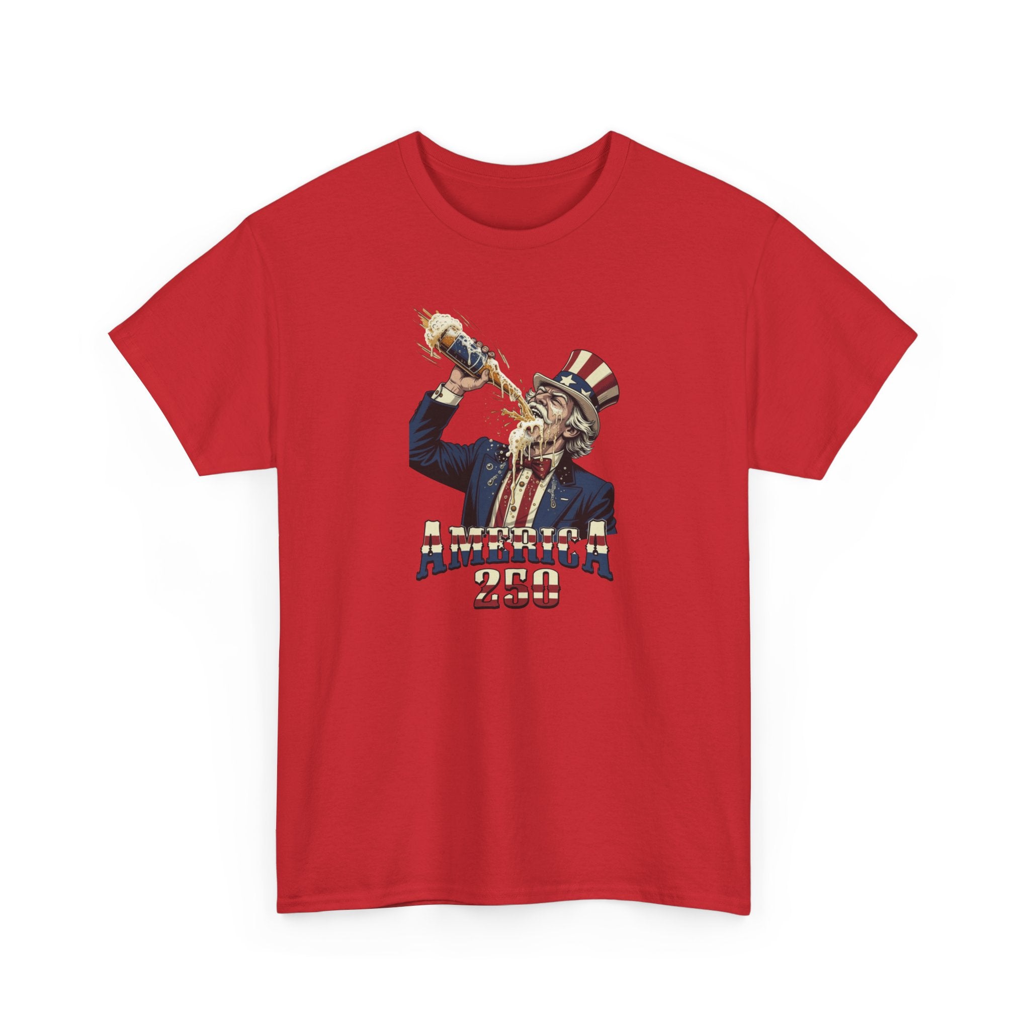 T-Shirt — Vintage Uncle Sam Chugging 'America 250' Patriotic Tee