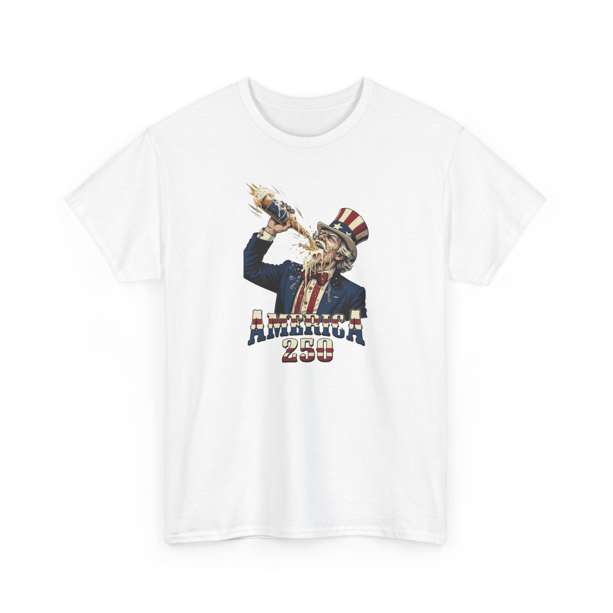 T-Shirt — Vintage Uncle Sam Chugging 'America 250' Patriotic Tee