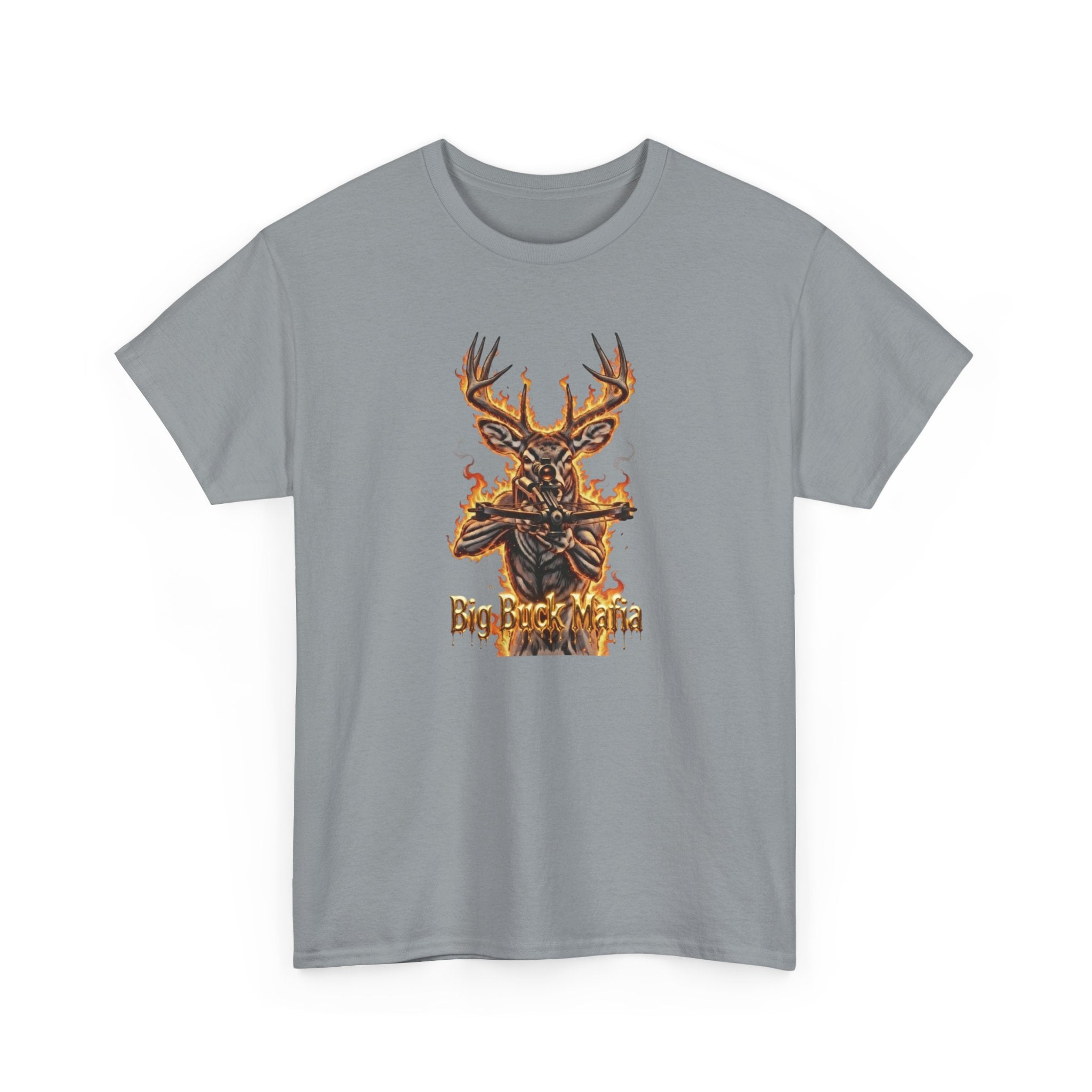 Deer Skull Flame Tee — "Big Buck Mafia" Hunting Graphic T-Shirt