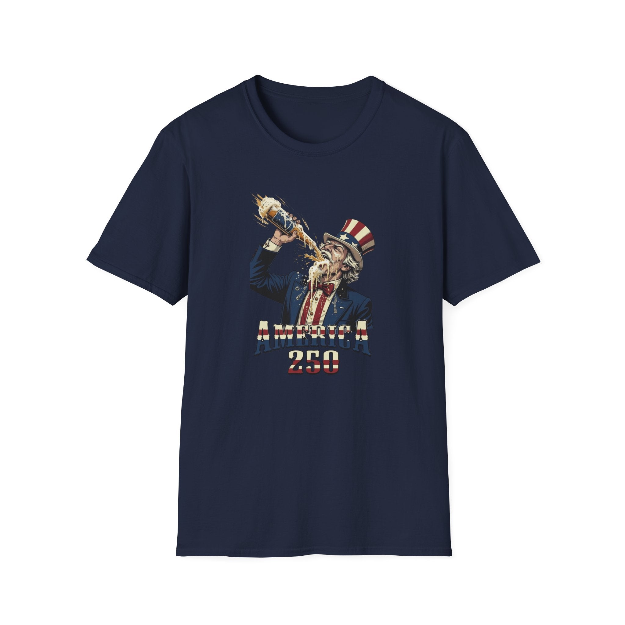 T-Shirt — Patriotic Uncle Sam Beer Chug Graphic (America 250)