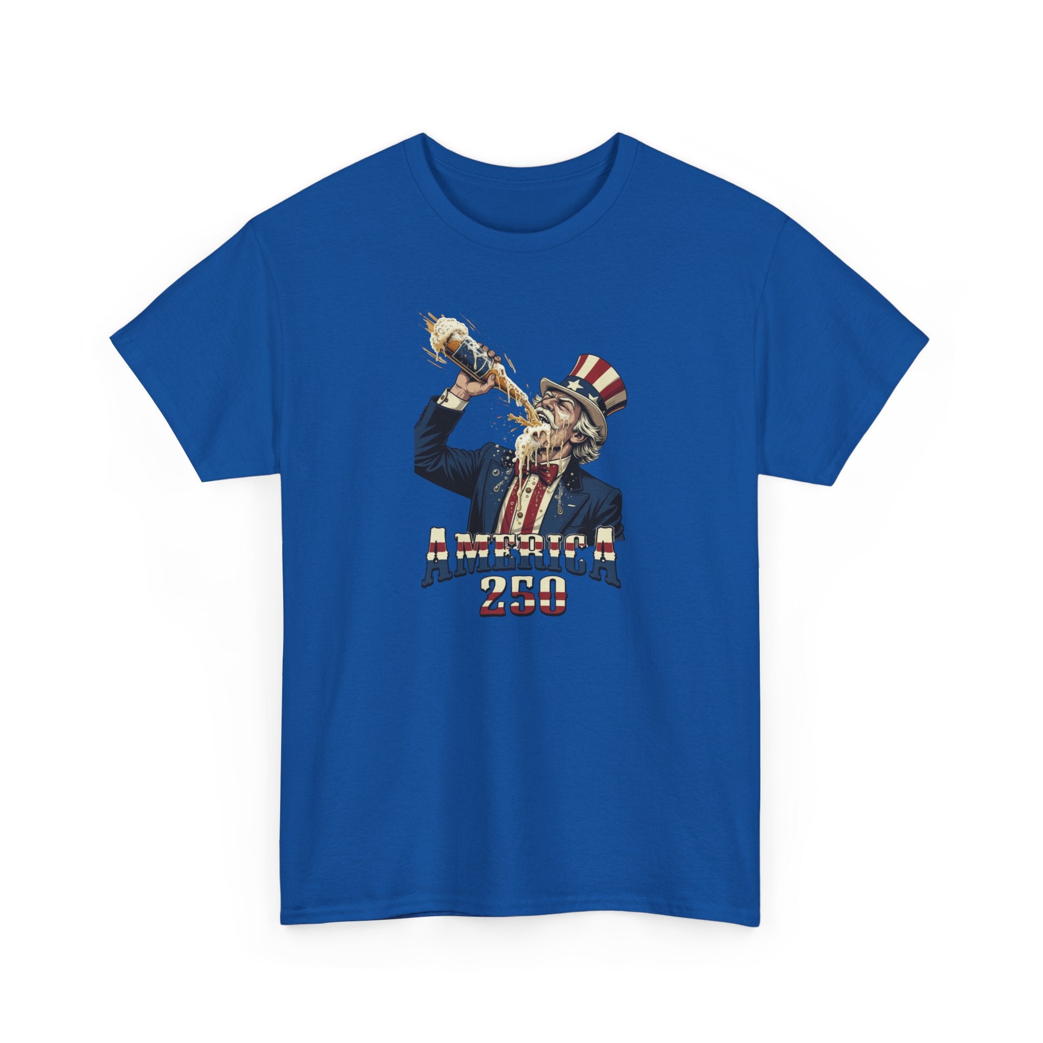 T-Shirt — Vintage Uncle Sam Chugging 'America 250' Patriotic Tee