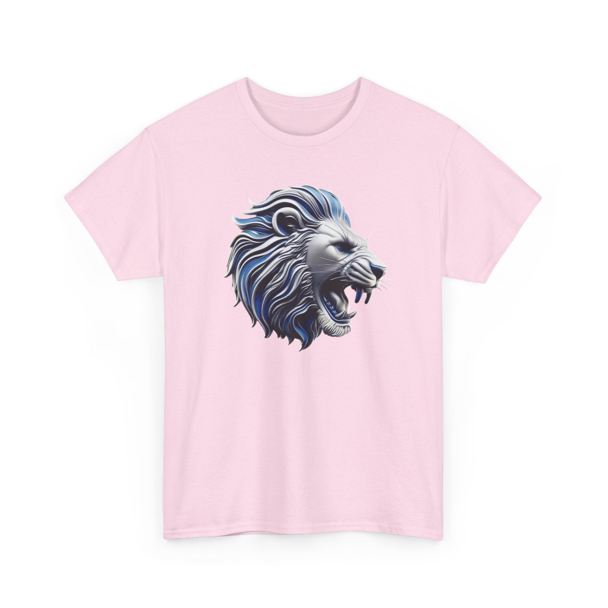 Roaring Blue Lion Graphic Tee — Bold Tribal Lion Head T‑Shirt